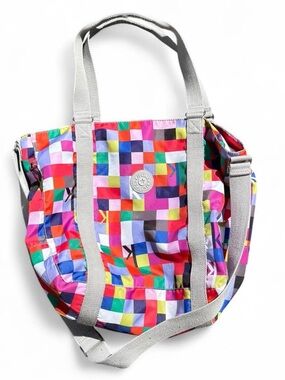Kipling rainbow checkerboard bag